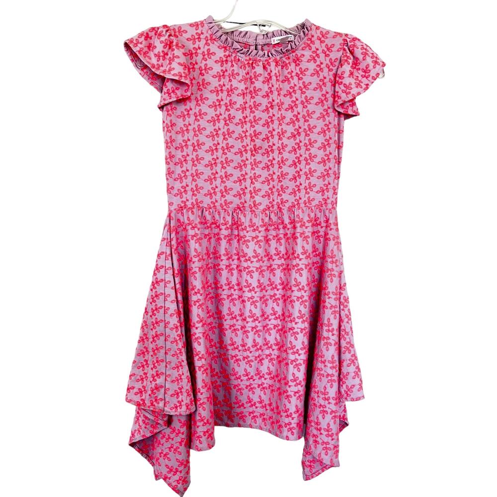 Crewcuts girls pink/mauve summer dress orange embroidery size 8